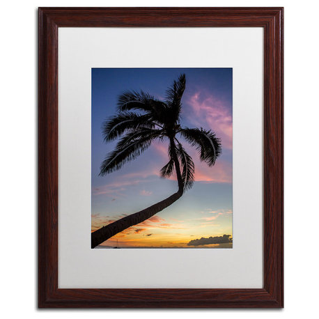 'Sunset Palm' Matted Framed Canvas Art by Pierre Leclerc