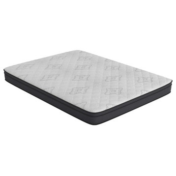 Pemberly Row 9.25" Fabric Upholstered Eastern King Mattress White and Black