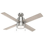 Hunter Fan Company - Hunter 54214 52``Ceiling Fan Beck Brushed Nickel - The Beck indoor ceiling fan has a casual yet modern design that makes it versatile for large rooms including bedrooms, home offices, and bonus rooms. This large ceiling fan comes with pull chains, an LED light, and our WhisperWind motor technology for powerful yet quiet air performance. Available in a variety of finishes, the Beck works well in farmhouse decor as well as modern spaces.