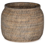 Four Hands - Ansel Contrast Black Basket - A stylish catchall for toys, throws or plants (with liner; not included). Woven from natural Lombok and black rattan, for texture and contrast.