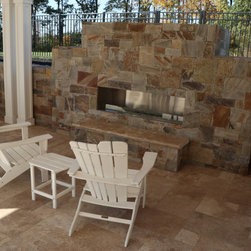 Walnut Travertine Project in CT - Outdoor Fireplaces