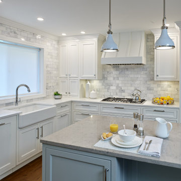 Bright Coastal Inspired Open Concept Kitchen and Bathroom