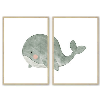 Raw Maple 18" x 24" Whale, Set of 2