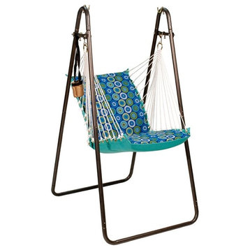 Soft Comfort Hanging Chair With Stand Jax Lagoon/Lagoon Solid