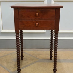 Two Drawer Stand in Cherry with Turned Spool Legs - Nightstands And Bedside Tables