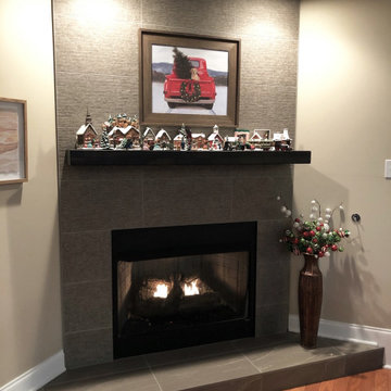 During and After Fireplace Remodel - Tile & Installation by Exact Tile Inc