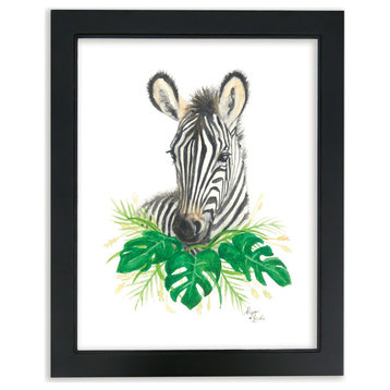 "Safari Littles", Zebra, Framed Print, Black, 18"x24"