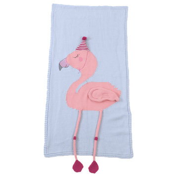 Baby Kids Lovely and Cozy Unicorn Flamingo Knitted Cotton Blanket Child Room, Fl