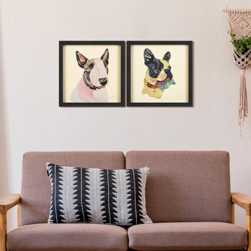 Terriers Close Up Dimensional Collage Wall Art Framed Under Glass, Set of 2