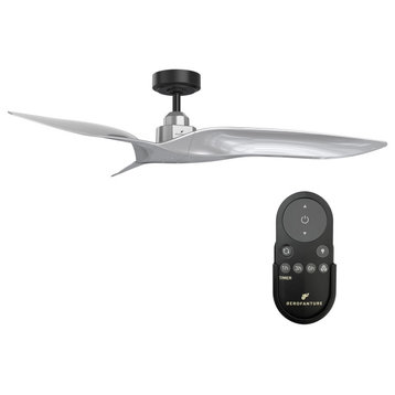 Aerofanture 52 in Modern Indoor/Outdoor DC Motor Ceiling Fan with Remote, Silver