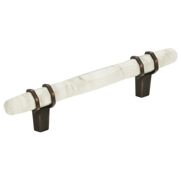 Carrione Cabinet Pull, Marble White/Oil-Rubbed Bronze, 3-3/4" Center-to-Center