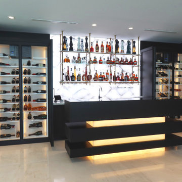 Twin Wine Cabinet Service Wall - Custom Wine Room, Sunny Isles Beach, FL