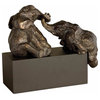 Uttermost Playful Pachyderms Resin Figurines in Antique Bronze/Black