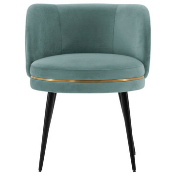 Modern Kaya Pleated Velvet Dining Chair, Mint Green