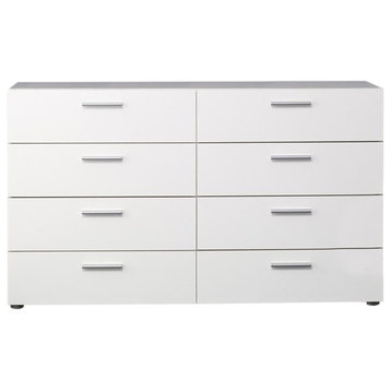 Atlin Designs Engineered Wood Contemporary Wood 8 Drawer Double Dresser in White