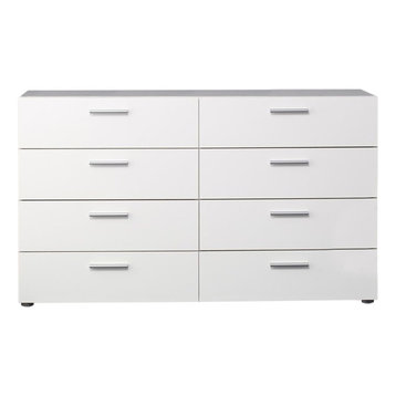 Atlin Designs Contemporary Wood 8 Drawer Double Dresser in White