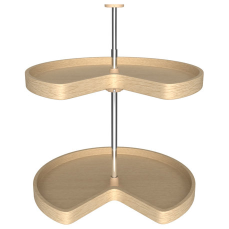 Banded Wood Kidney 2-Shelf Lazy Susan Shelf for Corner Base Cabinets, 24"