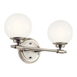 Kichler Lighting, LLC. - Benno 14.75" 2 Light Vanity With Opal Glass, Polished and Brushed Nickel - Bathroom Vanity Lighting