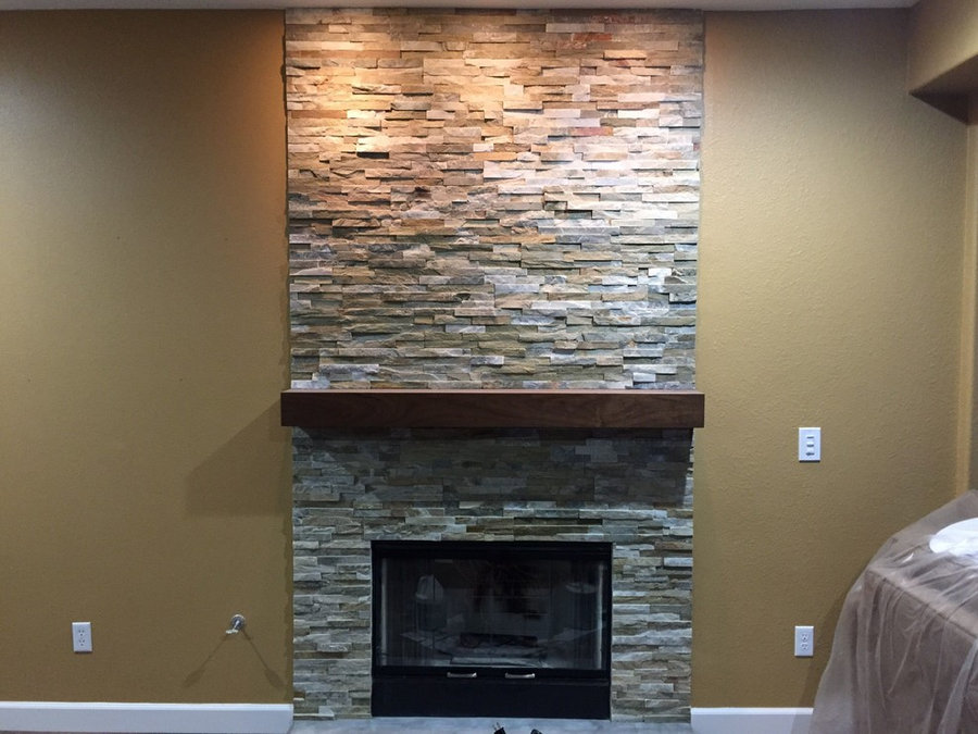 Walnut modern mantel