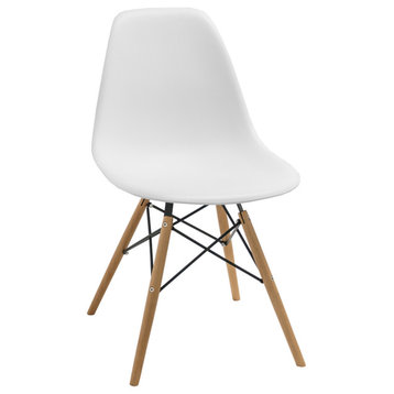 Paris Dining Side Chair with Wood Legs, Set of 4, White