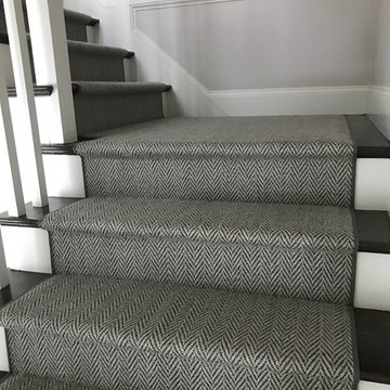 Grey Herringbone on Dark Stairs - Hollywood Style