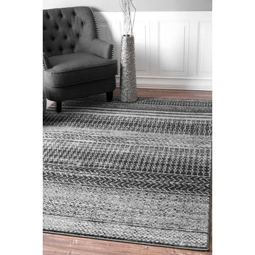 nuLOOM Nova Stripes Contemporary Area Rug, Dark Gray, 6'7"x9'