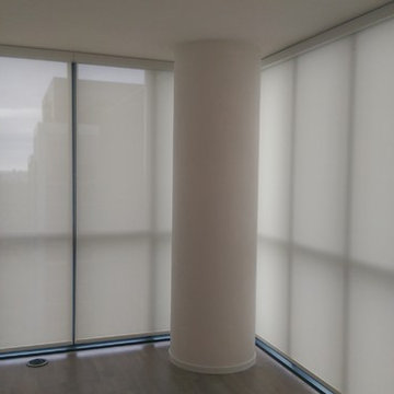 Light filtering roller shades in a Bloor Street condo