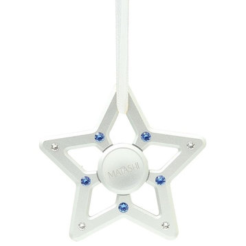 Chrome Plated Silver Hanging Christmas Tree Star Spinner Ornament