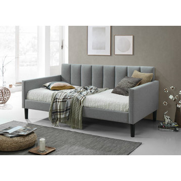 Bristol Twin Size Upholstered Daybed, Gray Fabric