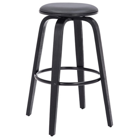 Armen Living Harbor 29"Modern Wood Bar Swivel Stool in Black/Gray