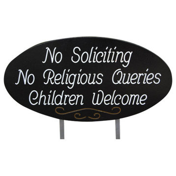 No Soliciting or Religious Queries Wood Engraved Sign