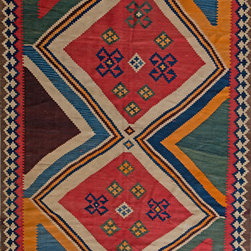 Antique Persian Shiraz Kilim 4'8 X 8' - Area Rugs