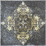 Mozaico - Arabesque Floral Mosaic - Lutfi II, 24"x24" - With the elegant Lutfi II Arabesque floral mosaic tile you can craft a welcoming mosaic art tile backsplash in your kitchen or create a distinctively beautiful tile floor. This floral mosaic features an intricate design of ivory and pale yellow florals and taupe scrollwork on a mixed gray field. Available in ready-to-ship stock sizes and custom sizes to best fit your home improvement project.