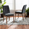 Whitby Scandinavian Modern Walnut Effect 2-Piece Dining Chair Set, Dark Gray