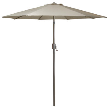 9ft Outdoor Patio Market Umbrella With Hand Crank and Tilt, Taupe