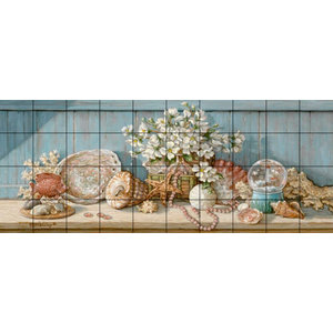 17 x 12.75 Basket Fruit Flowers Mural Ceramic Backsplash Tile #89 