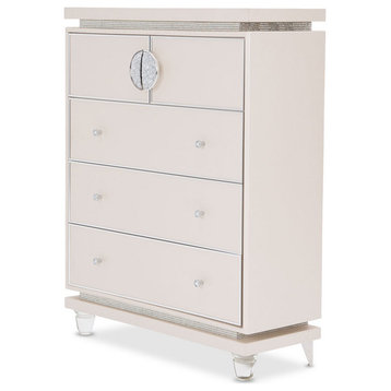 Glimmering Heights Upholstered 5-Drawer Chest, Ivory