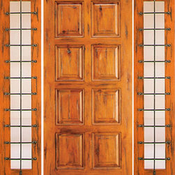 Prehung Door with Two Sidelites, Exterior, Knotty Alder 8-Panel - Front Doors
