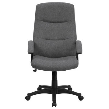 High Back Fabric Executive Swivel Office Chair, Gray, 26.25"x21.25"x44.50"