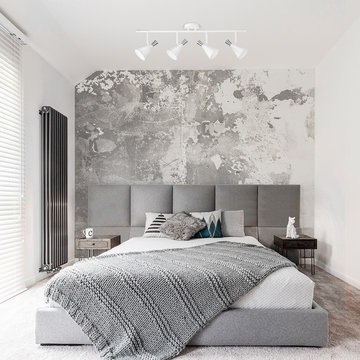 Aurora 4-Light Track Lighting, Matte White, Brushed Steel Accents