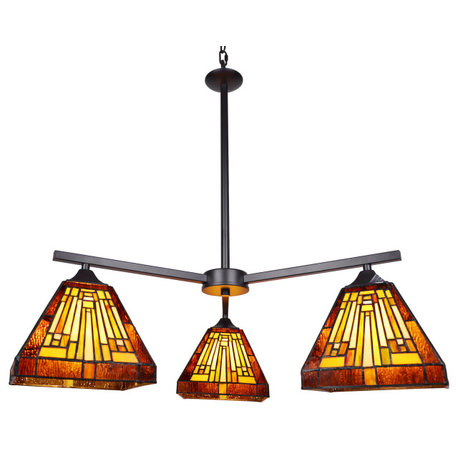 Innes Mission Tiffany-Style 3 Light Mini Chandelier 27" Wide