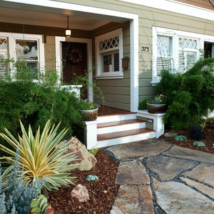 Esempio di un giardino xeriscape mediterraneo davanti casa con pavimentazioni in pietra naturale