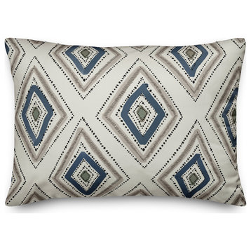 Gray Blue Diamond Pattern 14x20 Indoor/Outdoor Pillow