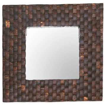 Handmade Reflections of Nature Coconut shell wall mirror - Indonesia