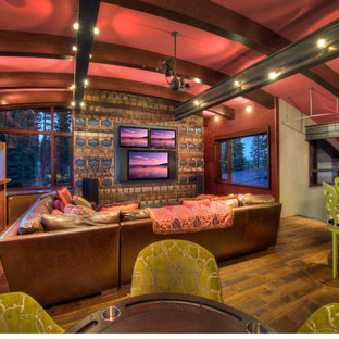 Trendy home theater photo in Sacramento