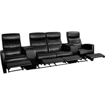 Black Leather Theater - 4 Seat