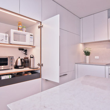 Contemporary Matte White and Rift Cut White Oak