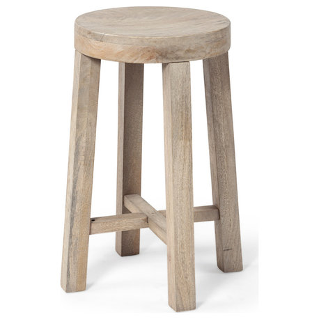 Brahma 26" Total Height White Washed Wood Stool