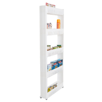 Slim Slide Out Storage Tower with Wheels by Lavish Home, 5-Tier