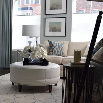 Modern Monochromatic Family Room- Aldie, VA